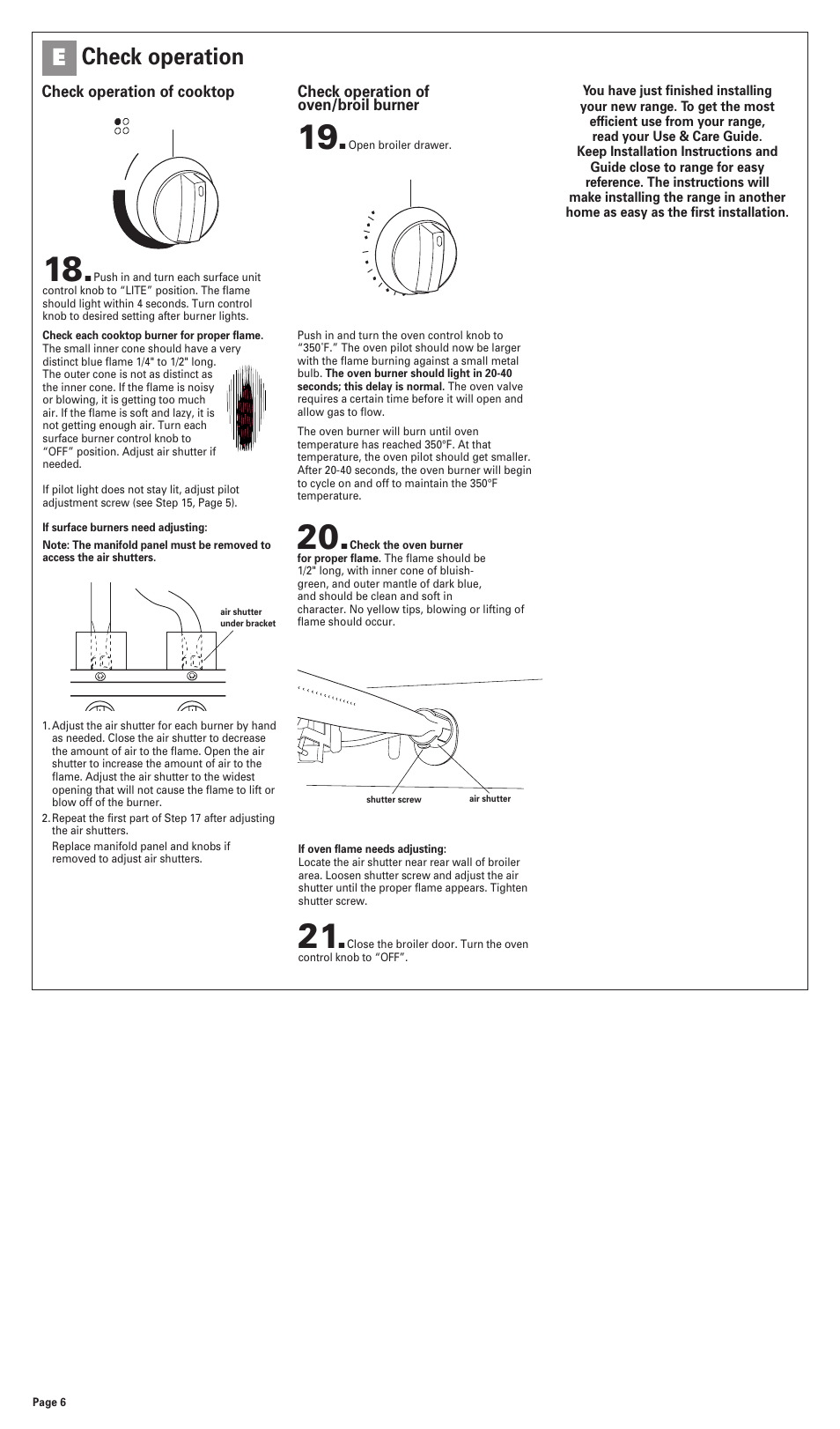 Check operation e | Whirlpool FGP300JN0 User Manual | Page 6 / 9