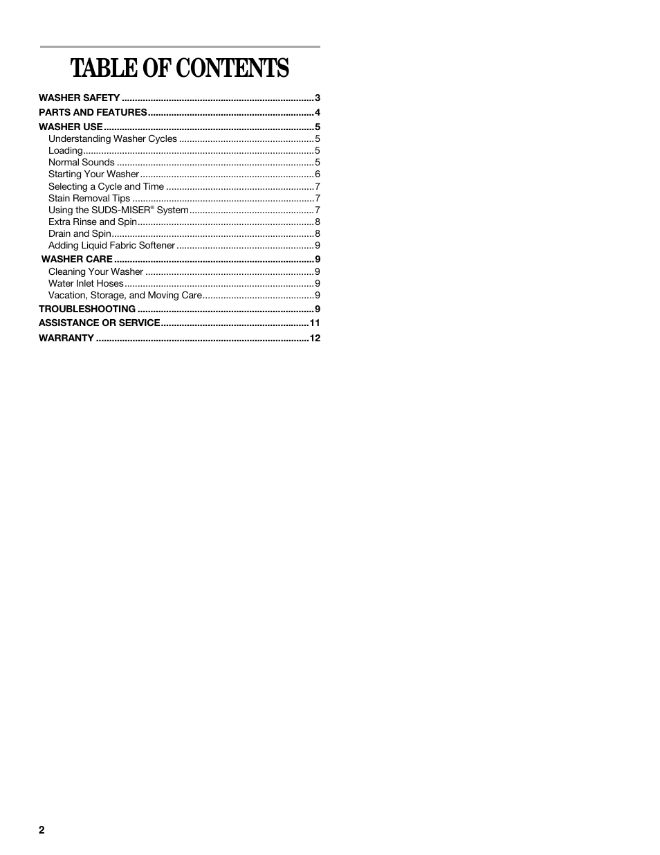 Whirlpool SUDS-MISER 6ALSS5233JQ0 User Manual | Page 2 / 12