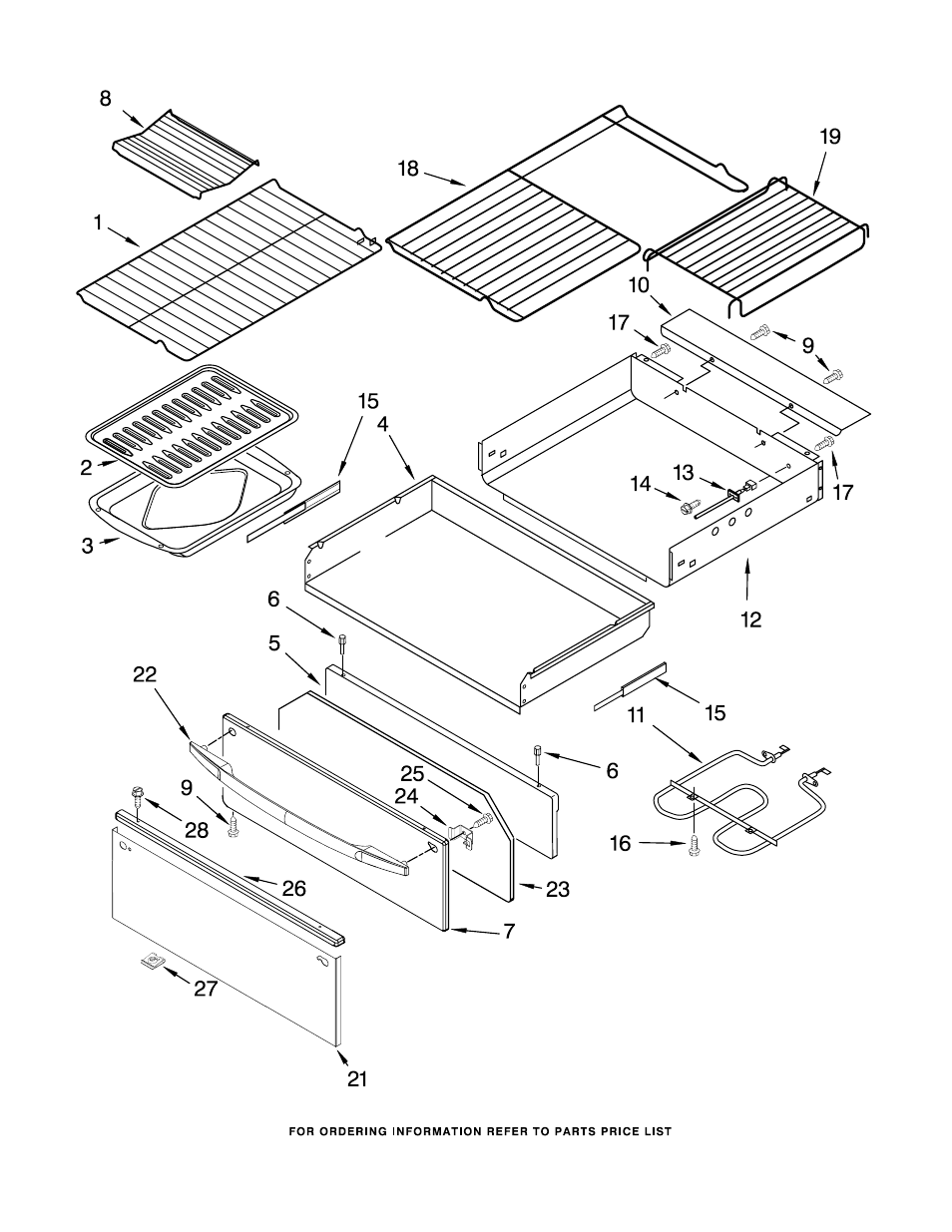 Drawer & broiler, Drawer & broiler parts | Whirlpool GR773LXSQ1 User Manual | Page 5 / 8