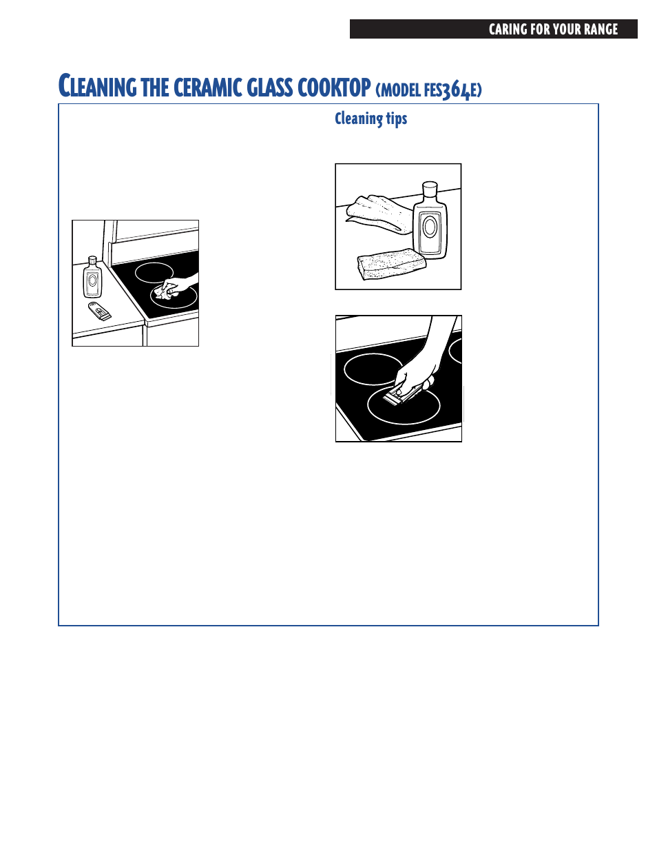 Cleaning the ceramic glass cooktop, Leaning, Ceramic | Glass, Cooktop | Whirlpool FES364E User Manual | Page 37 / 48