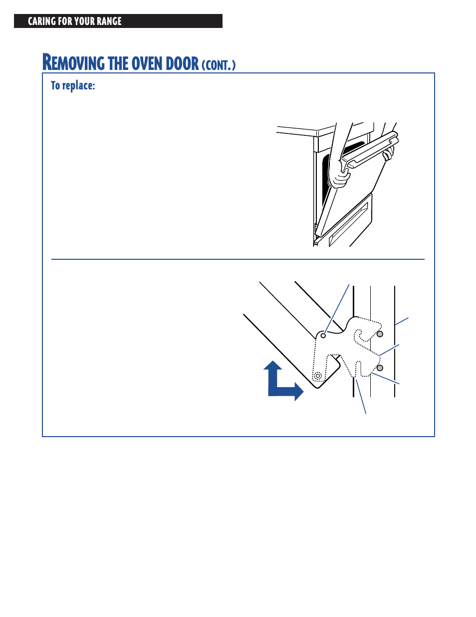 Emoving, Oven, Door | Cont | Whirlpool FES364E User Manual | Page 40 / 48
