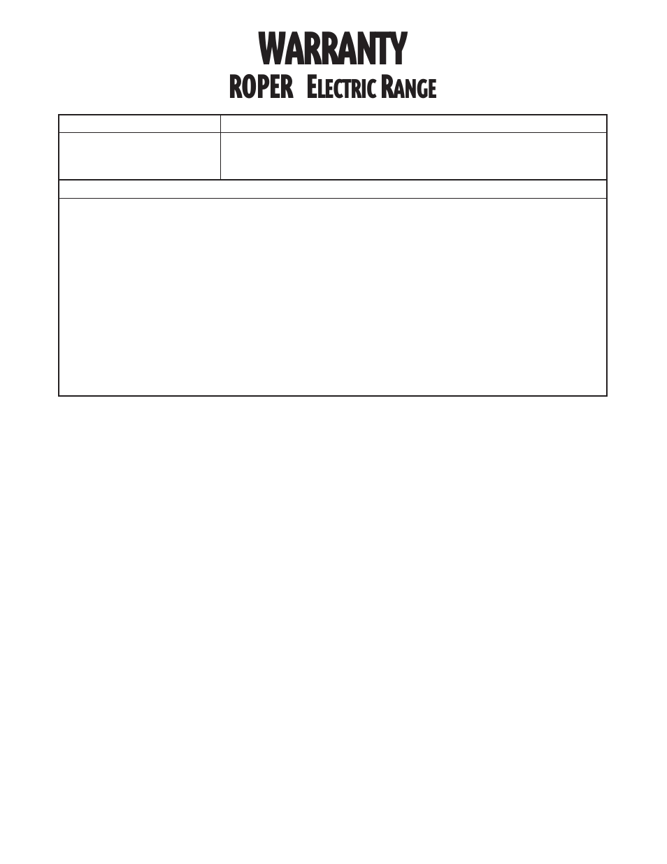 Warranty, Roper, Lectric | Ange | Whirlpool FES364E User Manual | Page 48 / 48