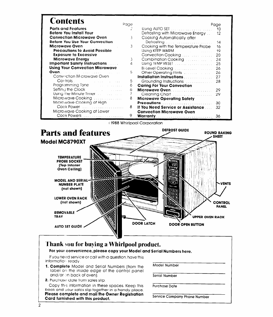 Whirlpool MCB790XT User Manual | Page 2 / 36