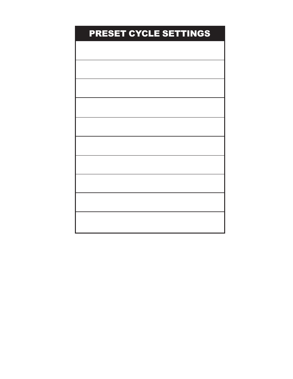 Preset cycle settings | Whirlpool GHW9100L User Manual | Page 21 / 72
