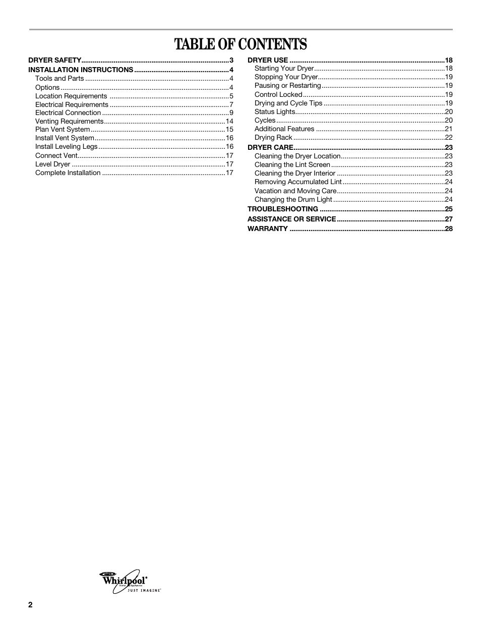 Whirlpool Duet W10049540 User Manual | Page 2 / 28