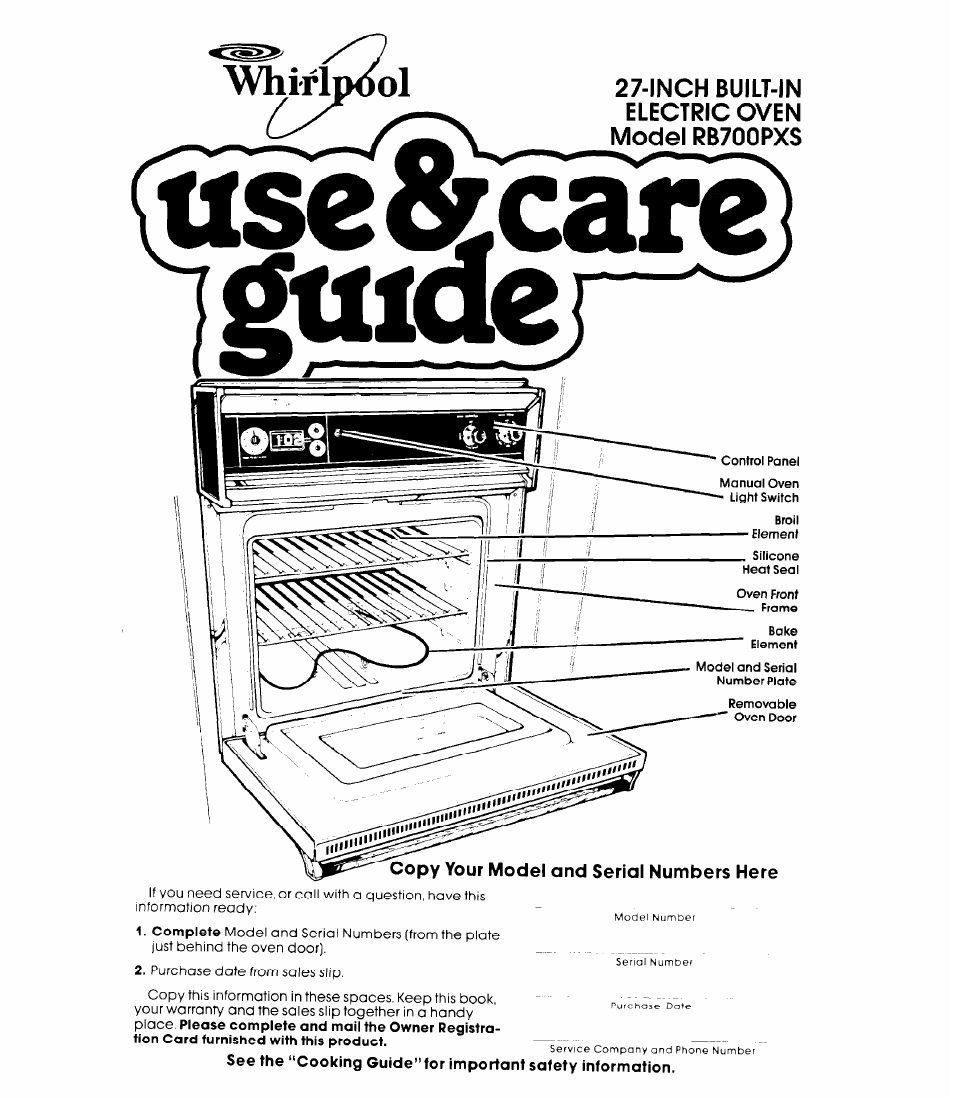 Whirlpool 27-inch Built-In Electric R8700PXS User Manual | 12 pages