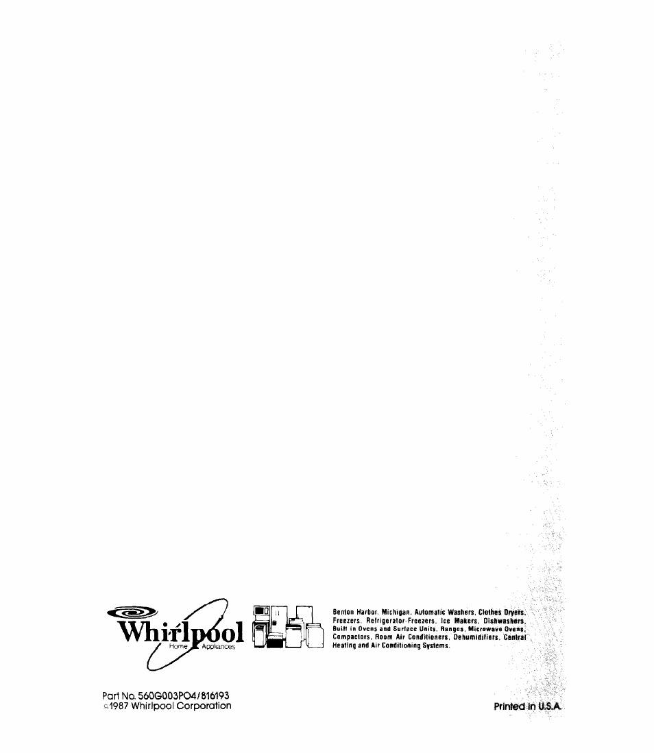 Whitlp<wl | Whirlpool 27-inch Built-In Electric R8700PXS User Manual | Page 12 / 12