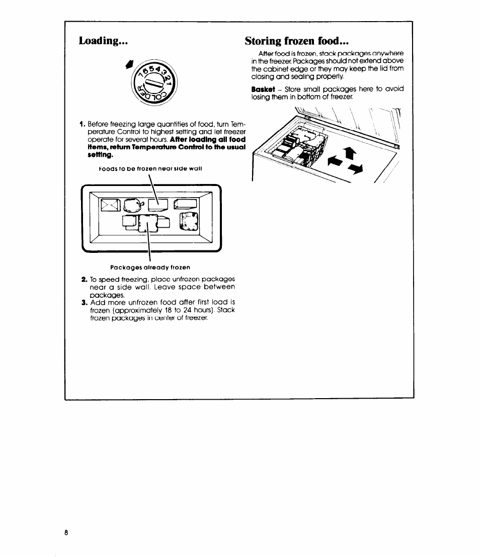Storing frozen food, Loading... storing frozen food | Whirlpool EH090F User Manual | Page 8 / 12