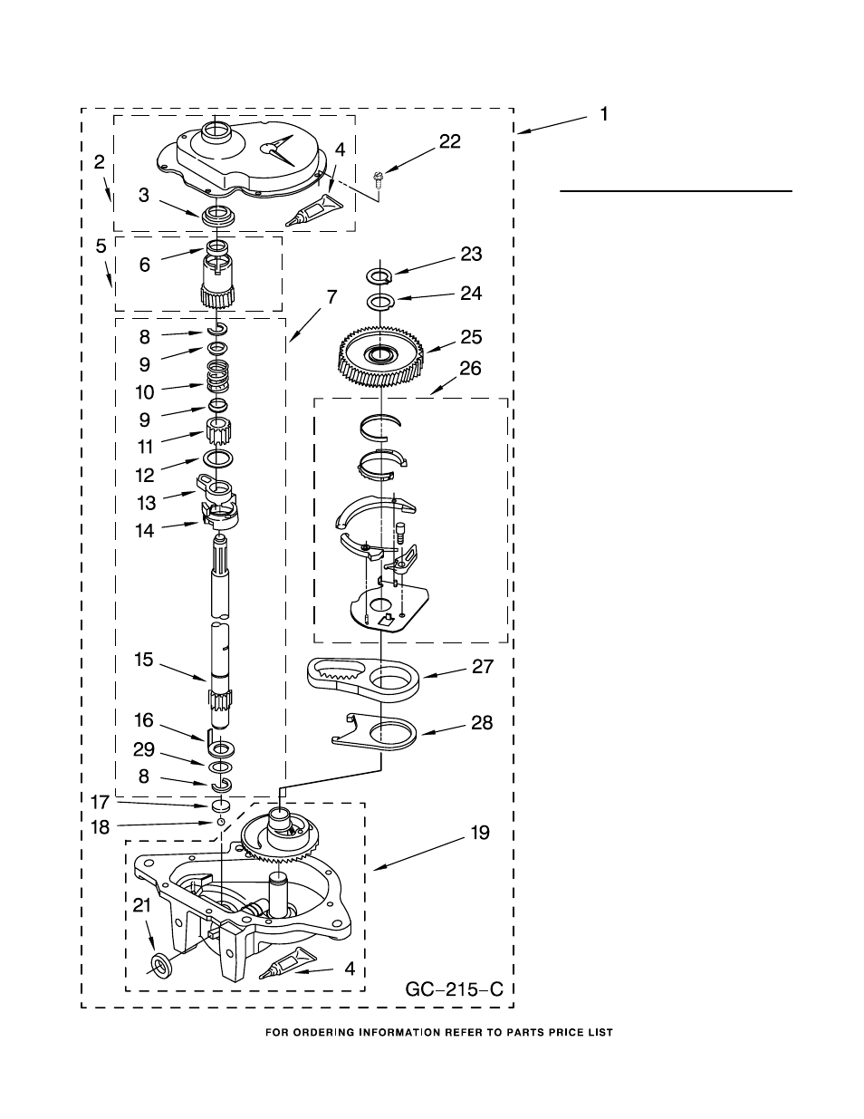 Gearcase, Gearcase parts | Whirlpool LTE5243DQ4 User Manual | Page 15 / 19