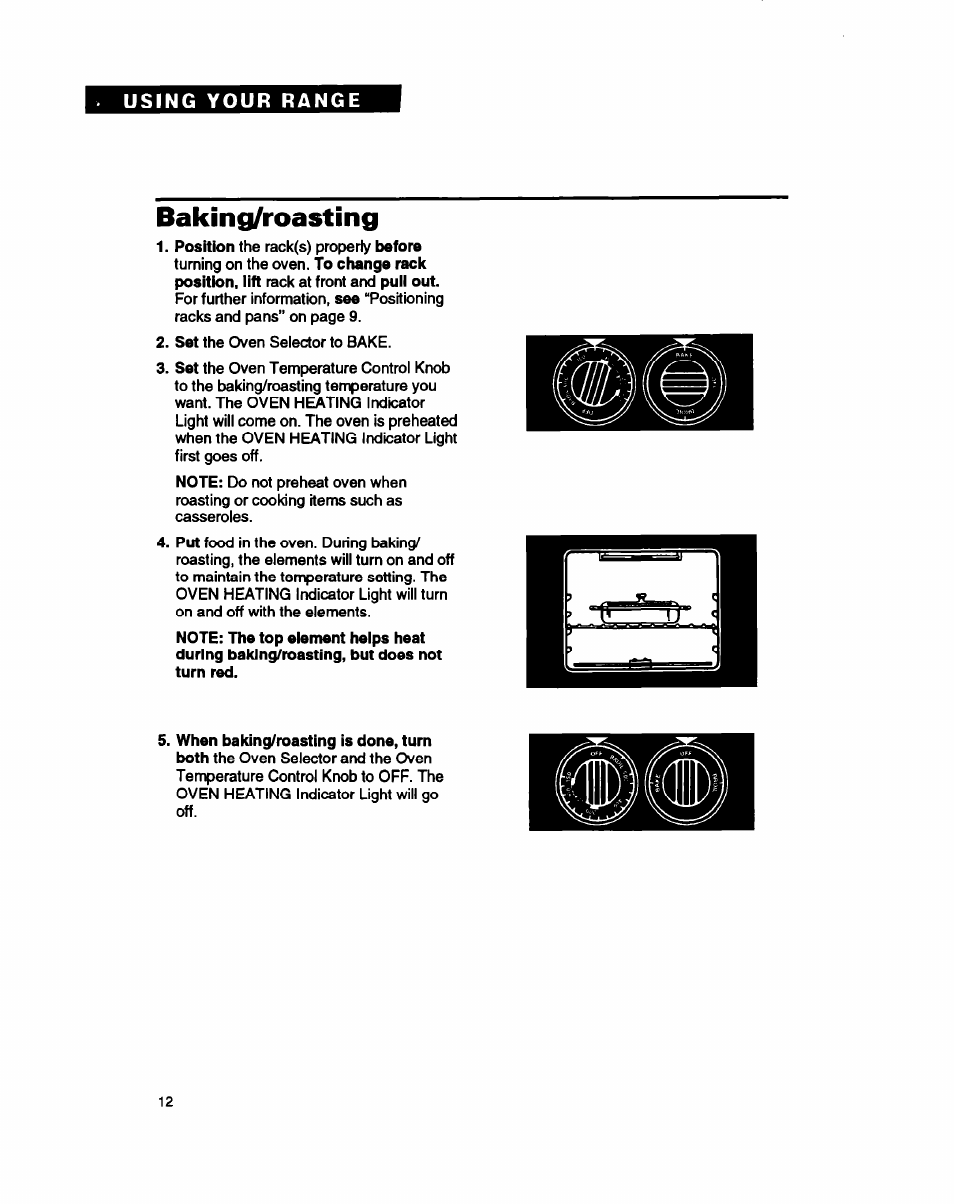 Baking/roasting | Whirlpool FEC330B User Manual | Page 12 / 30