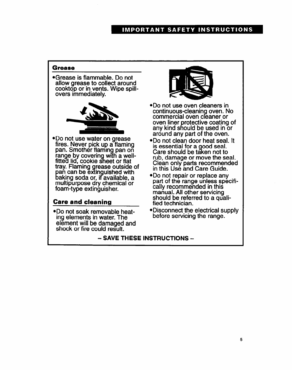 Grease | Whirlpool FEC330B User Manual | Page 5 / 30