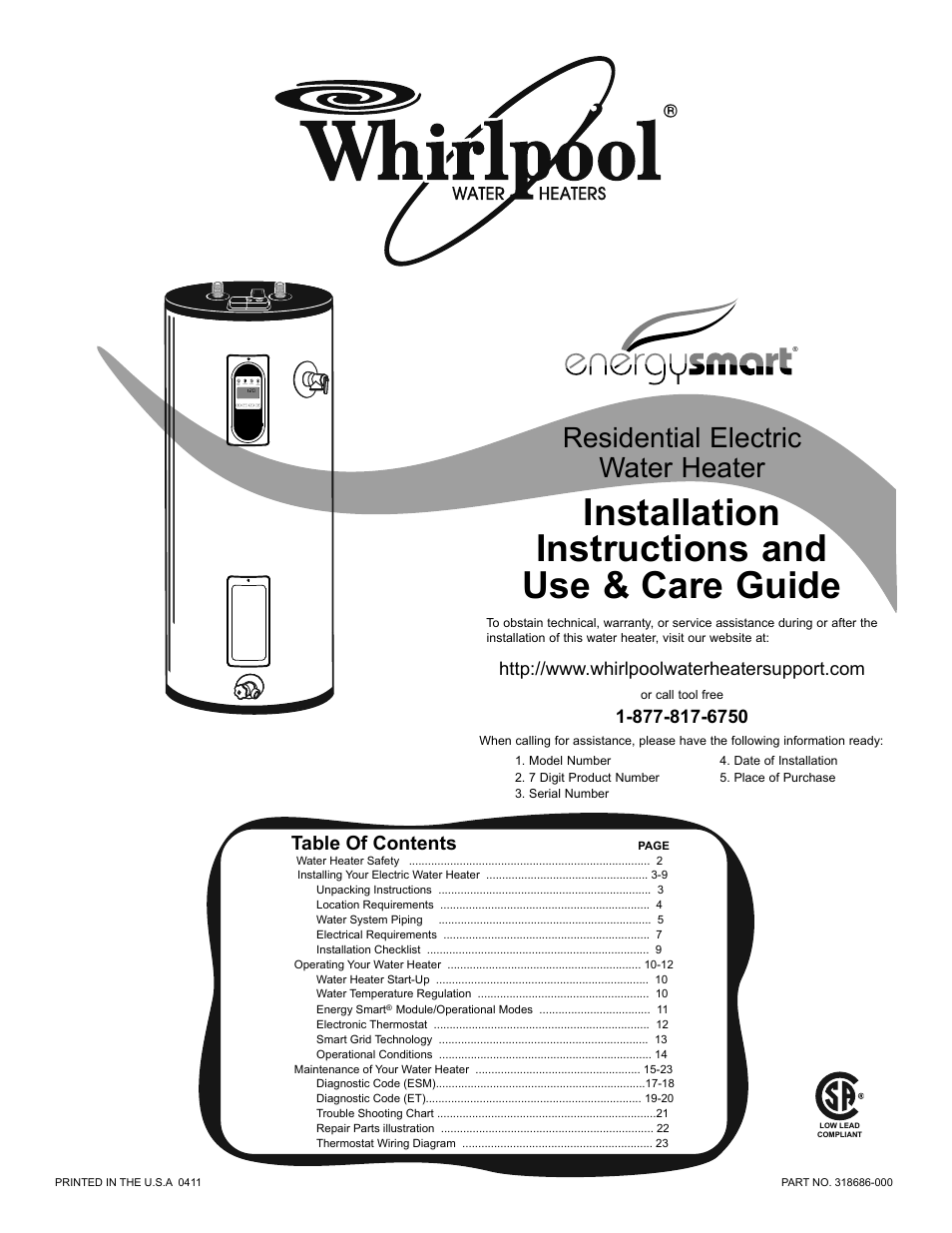 Whirlpool Energy Smart 188414 User Manual | 24 pages