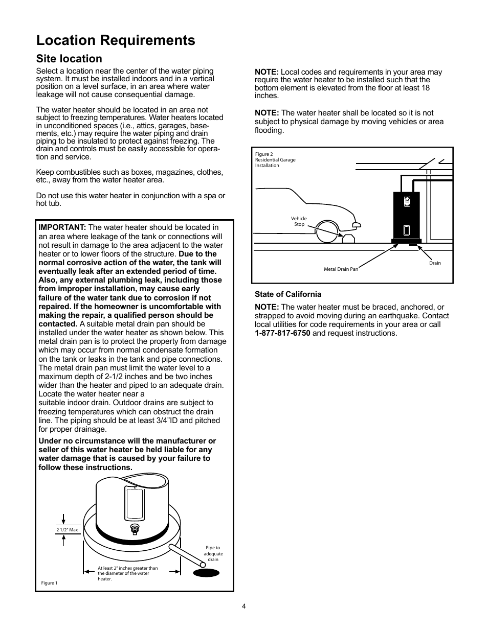 Location requirements, Site location | Whirlpool Energy Smart 188414 User Manual | Page 4 / 24