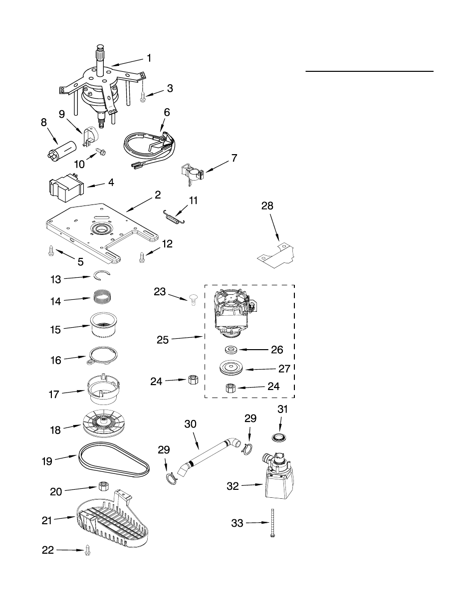 Transmission, motor and pump, Transmission, motor and pump parts | Whirlpool LCE4332PQ0 User Manual | Page 7 / 10
