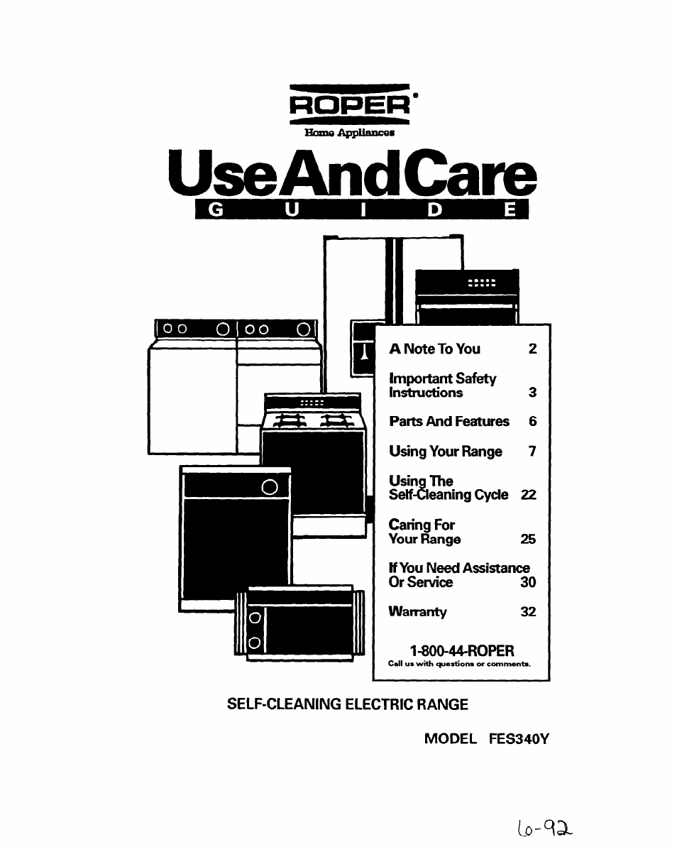 Whirlpool FES340Y User Manual | 32 pages