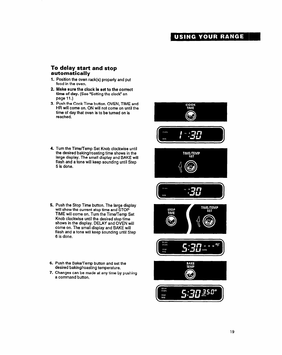 To delay start and stop automatically | Whirlpool FES340Y User Manual | Page 19 / 32