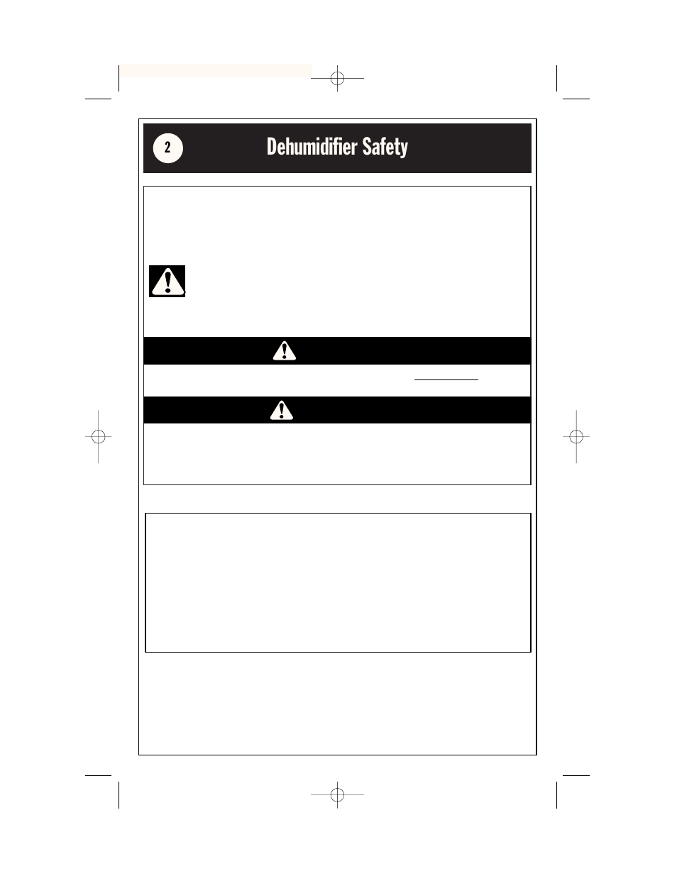 Dehumidifier safety, Danger warning | Whirlpool AD65USM2 User Manual | Page 2 / 24