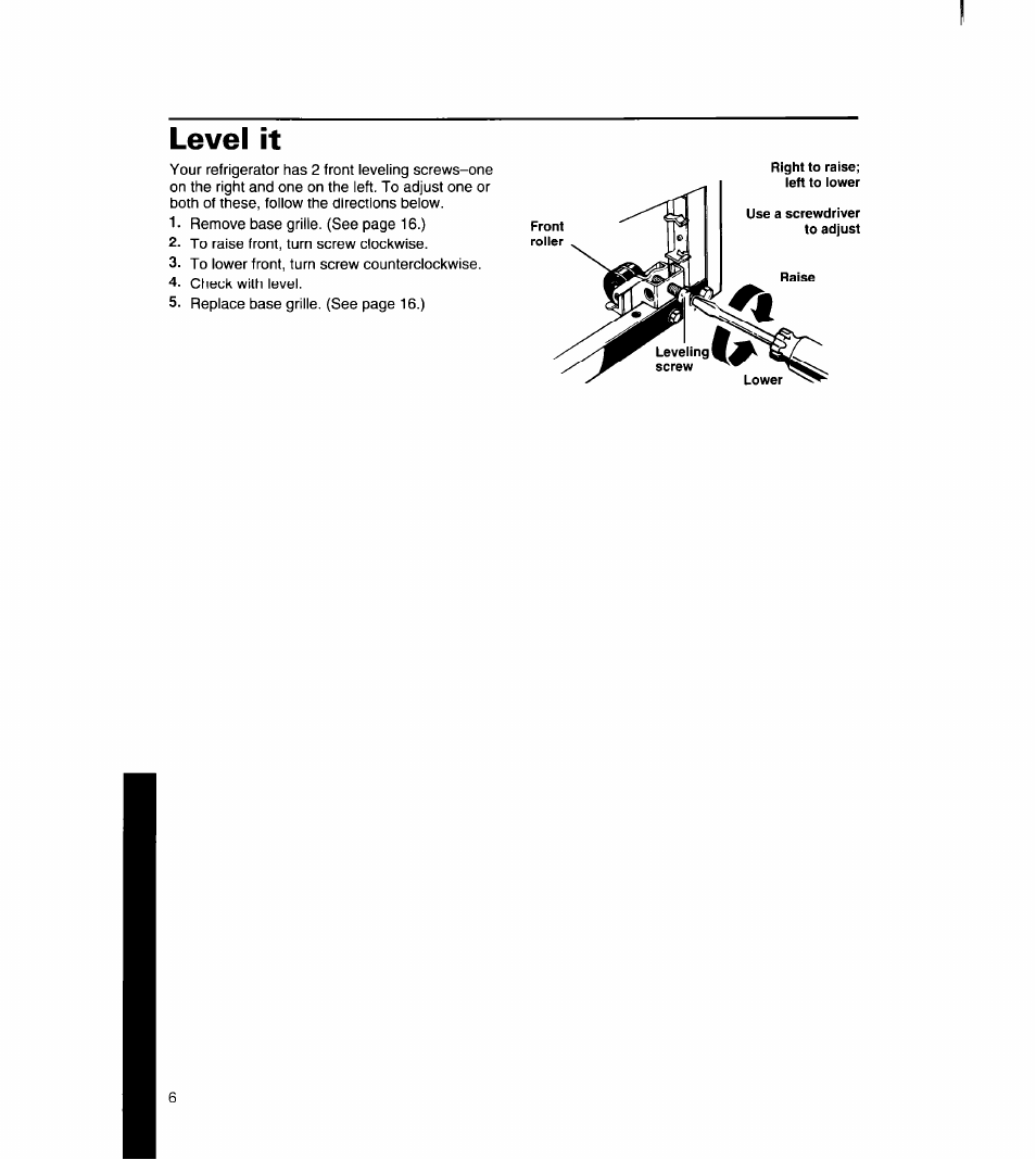 Level it | Whirlpool 8ED27DQ User Manual | Page 7 / 26