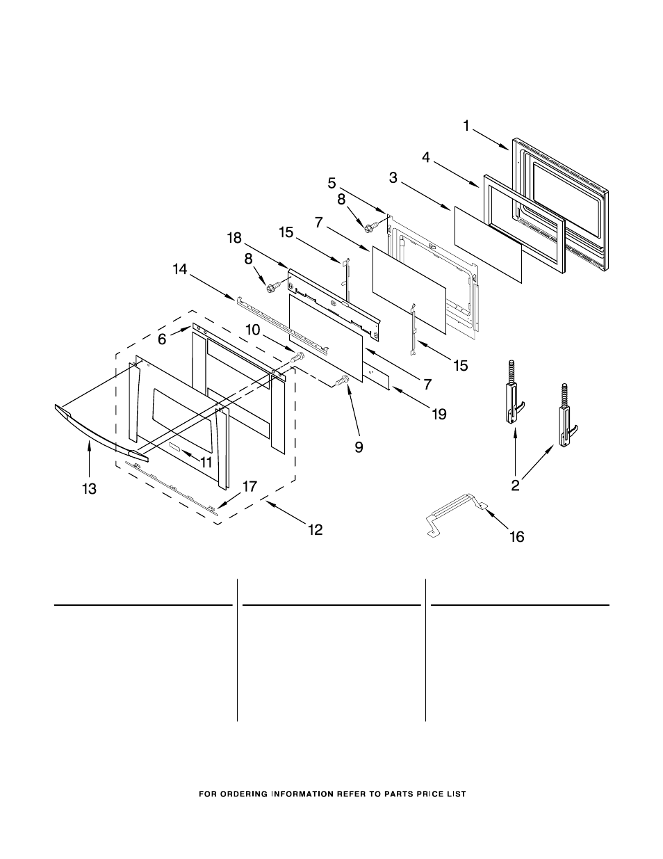 Oven door, Oven door parts | Whirlpool GBS307PRS01 User Manual | Page 3 / 7