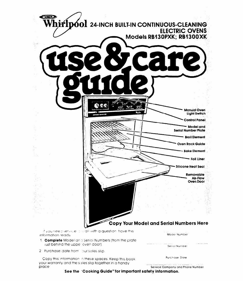 Whirlpool RB1300XK User Manual | 16 pages