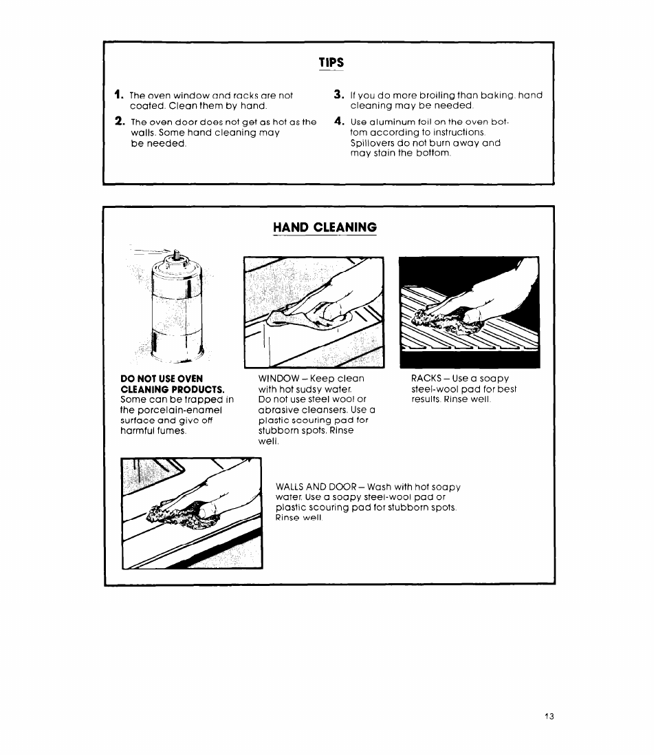 Tips, Hand cleaning | Whirlpool RB1300XK User Manual | Page 13 / 16