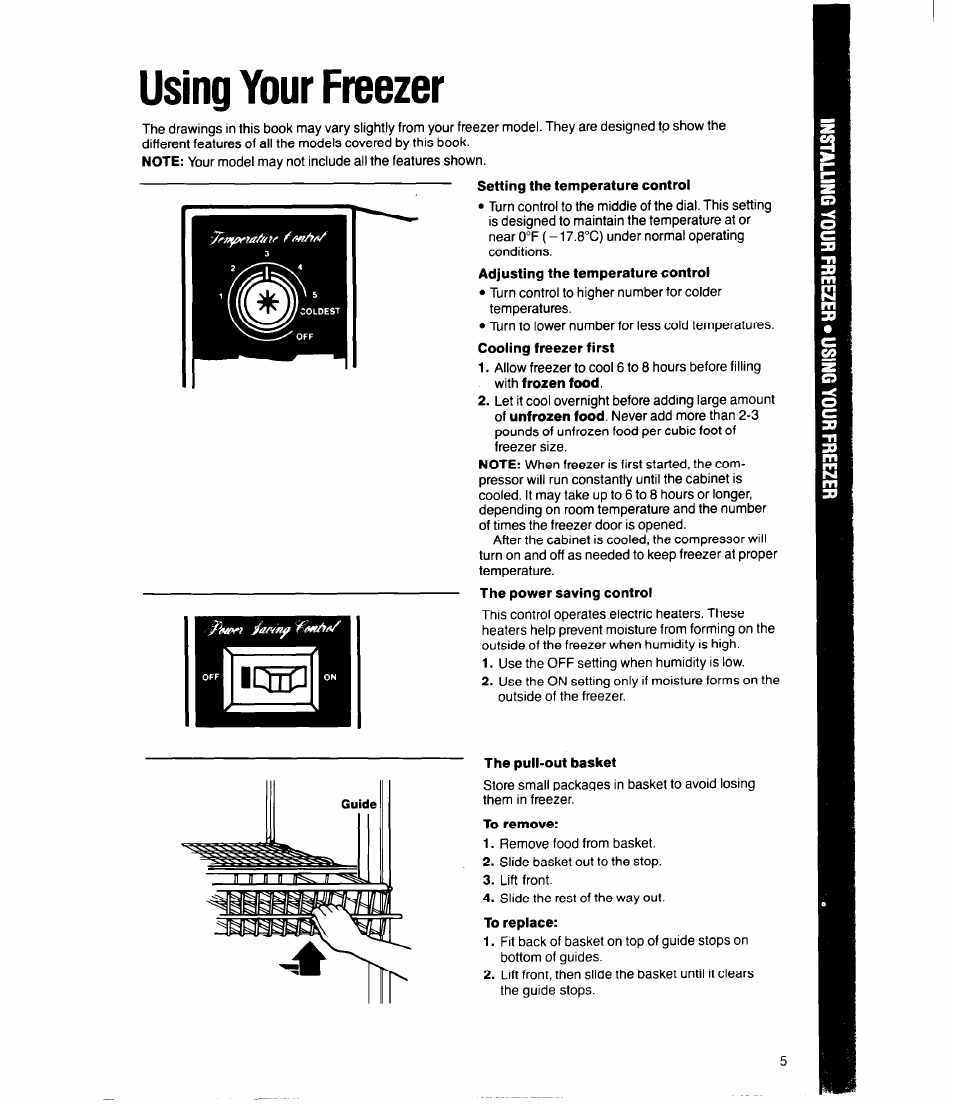 Using your freezer | Whirlpool EVlSOFXS User Manual | Page 5 / 8