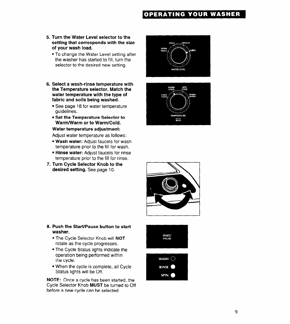 Push the start/pause button to start | Whirlpool CCW5264EW0 User Manual | Page 9 / 26