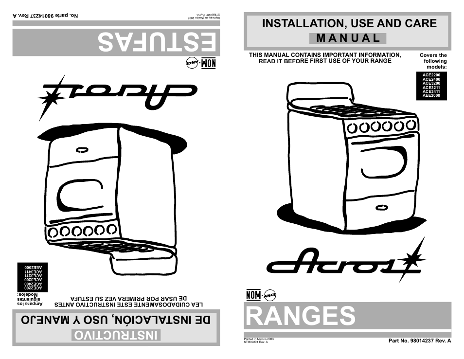 Whirlpool ACE3200 User Manual | 15 pages