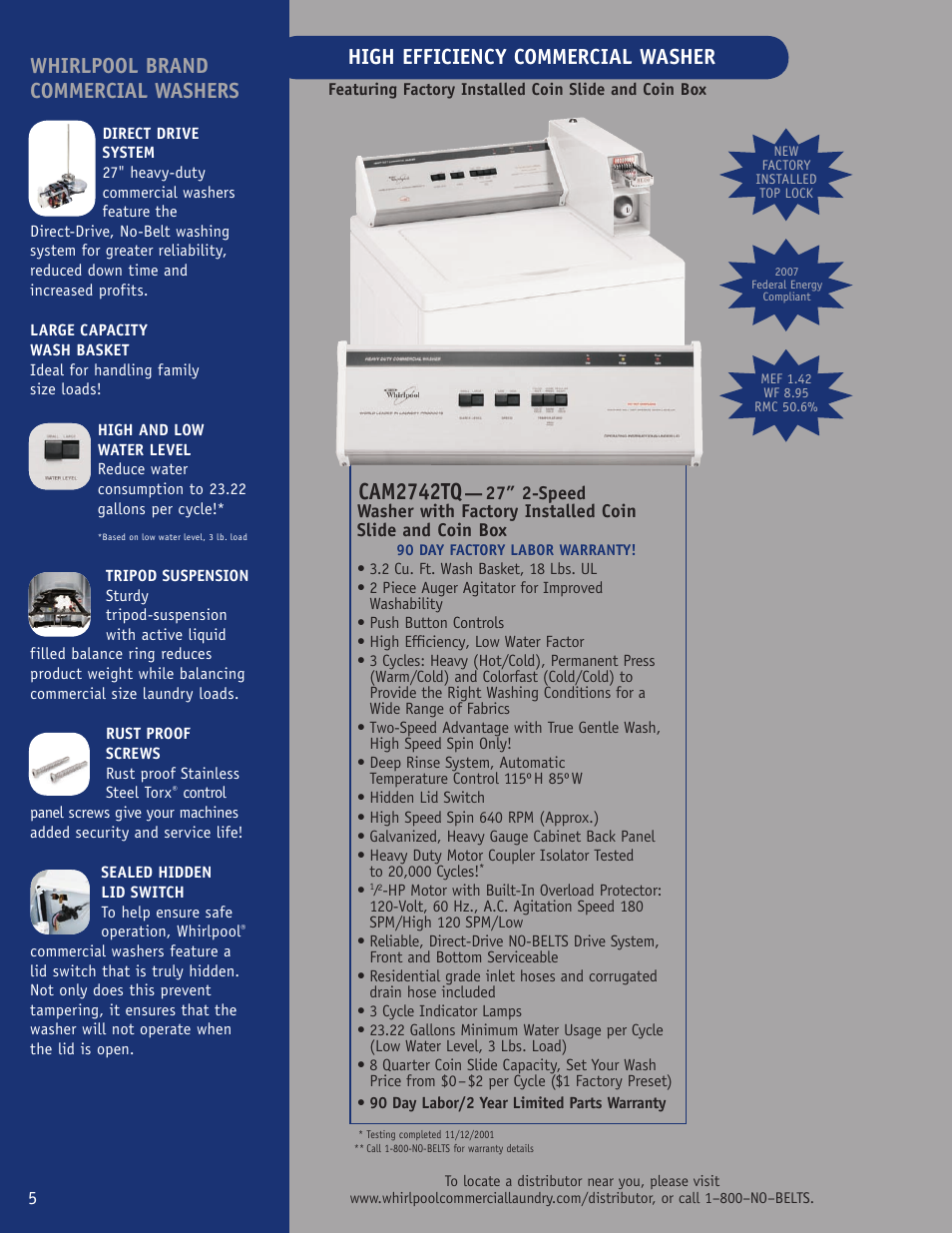 Whirlpool CAM2742TQ User Manual | 2 pages