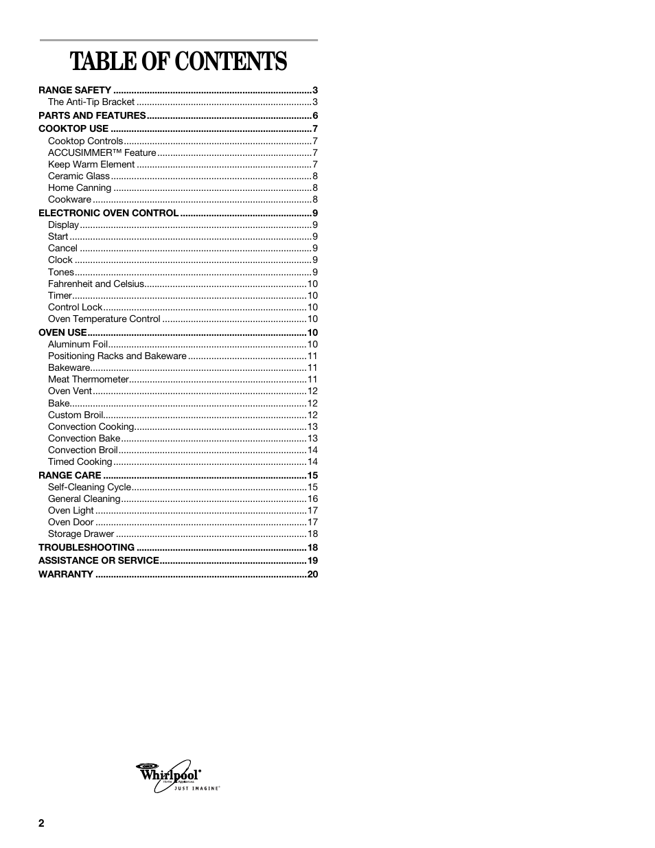 Whirlpool GR450LXL User Manual | Page 2 / 20
