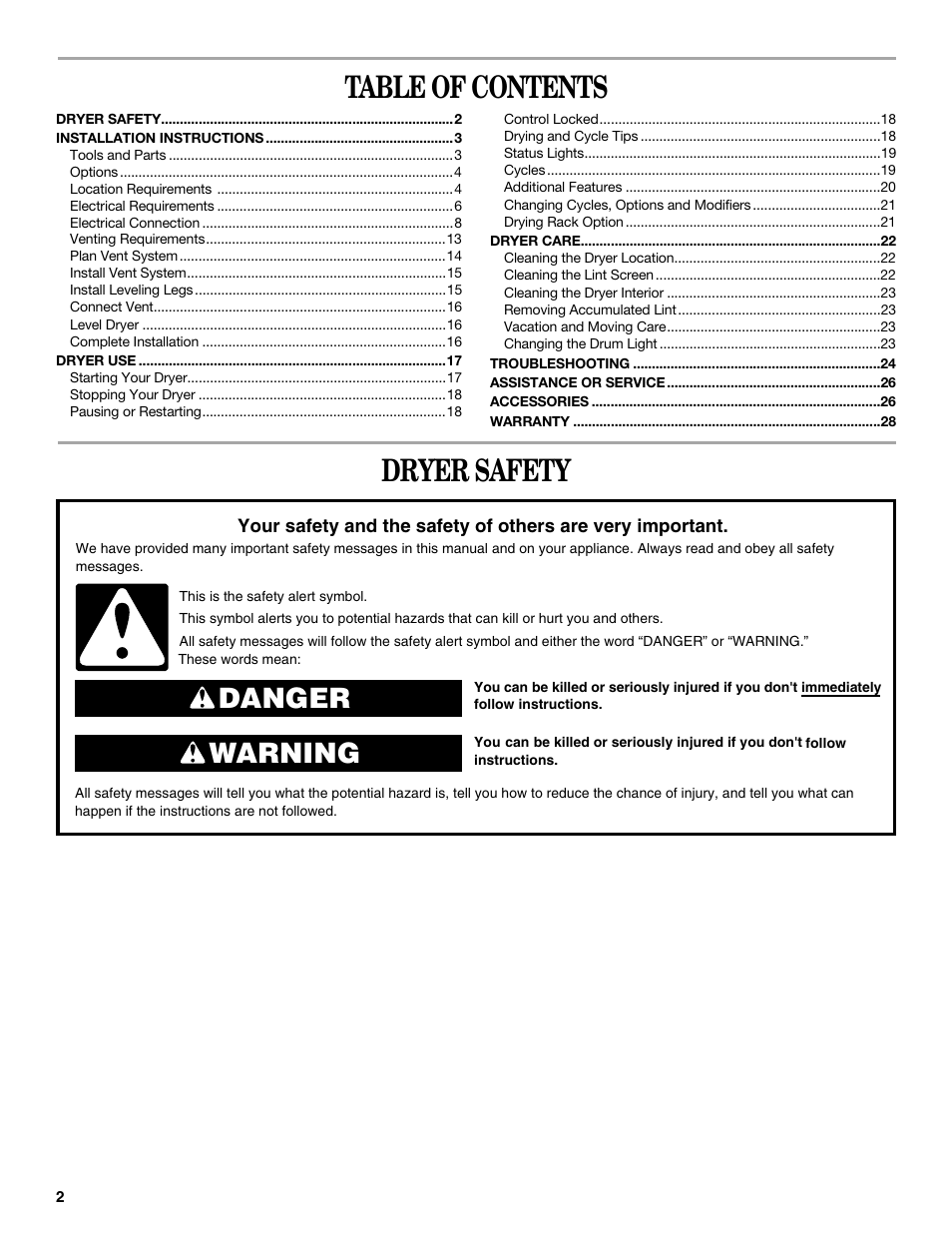 Whirlpool Duet W10151592A User Manual | Page 2 / 28