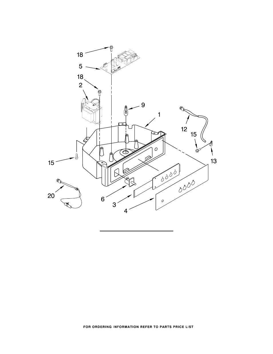 Illus. part, No. no. description, Control panel parts | Whirlpool GI15NDXTB0 User Manual | Page 6 / 9