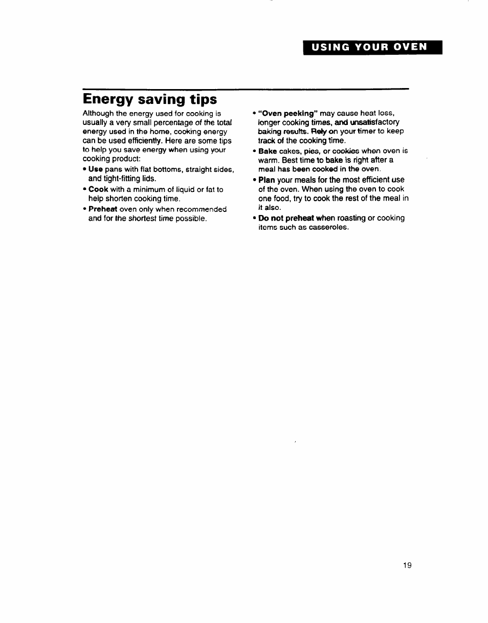 Energy saving tips | Whirlpool SB160PED User Manual | Page 19 / 36