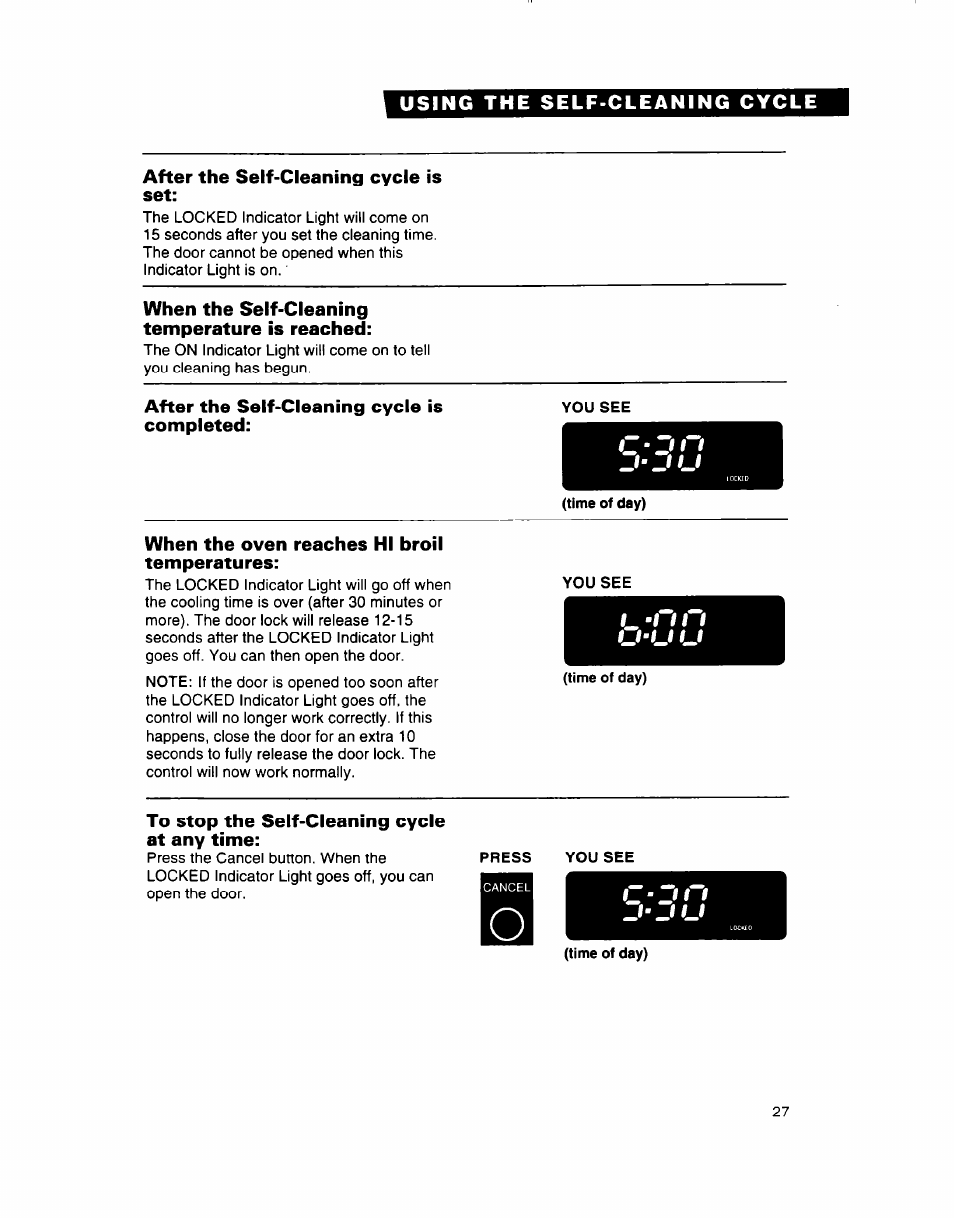 Time of day), C • 3 | Whirlpool SB160PED User Manual | Page 27 / 36