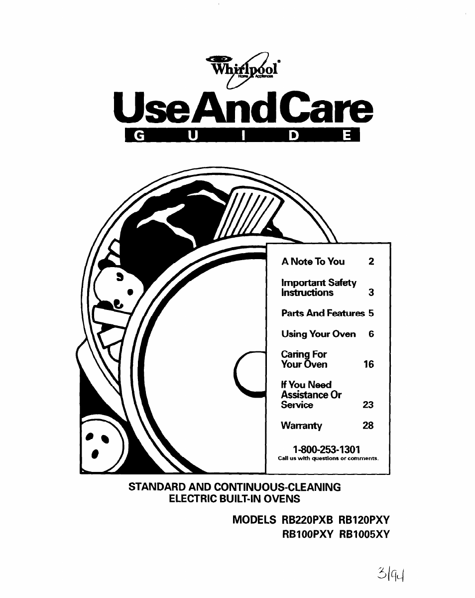 Whirlpool RB1005XY User Manual | 26 pages