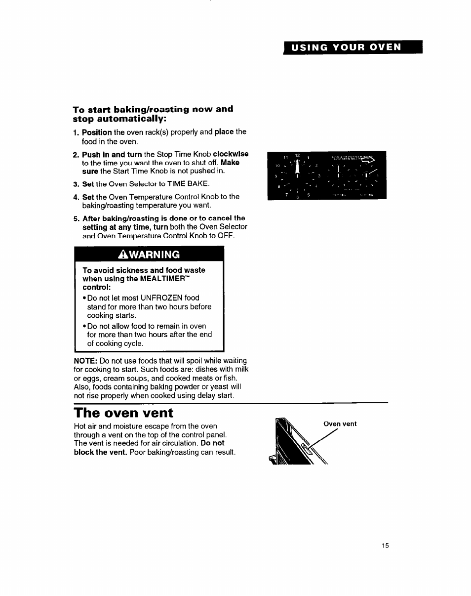 The oven vent | Whirlpool RB1005XY User Manual | Page 15 / 26