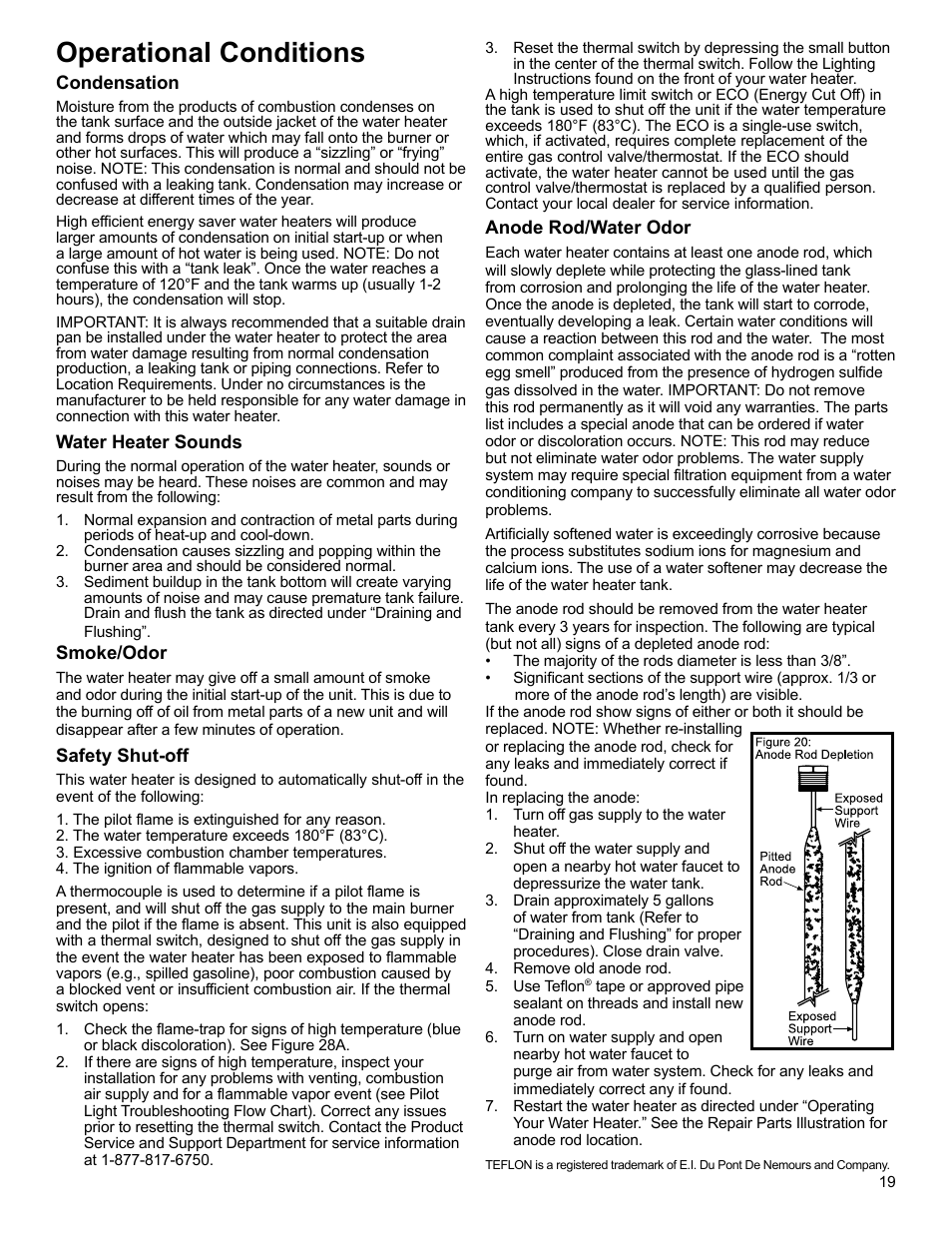 Operational conditions | Whirlpool SG1J4040T3NOV 7K User Manual | Page 19 / 32