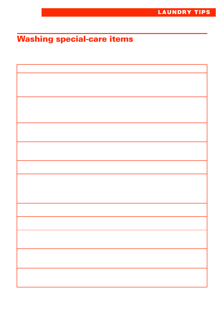 Washing special-care items | Whirlpool LXR9245EQ0 User Manual | Page 15 / 24