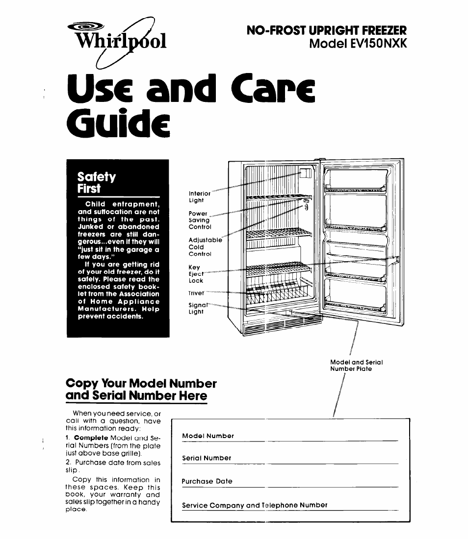 Whirlpool EV150NXK User Manual | 8 pages