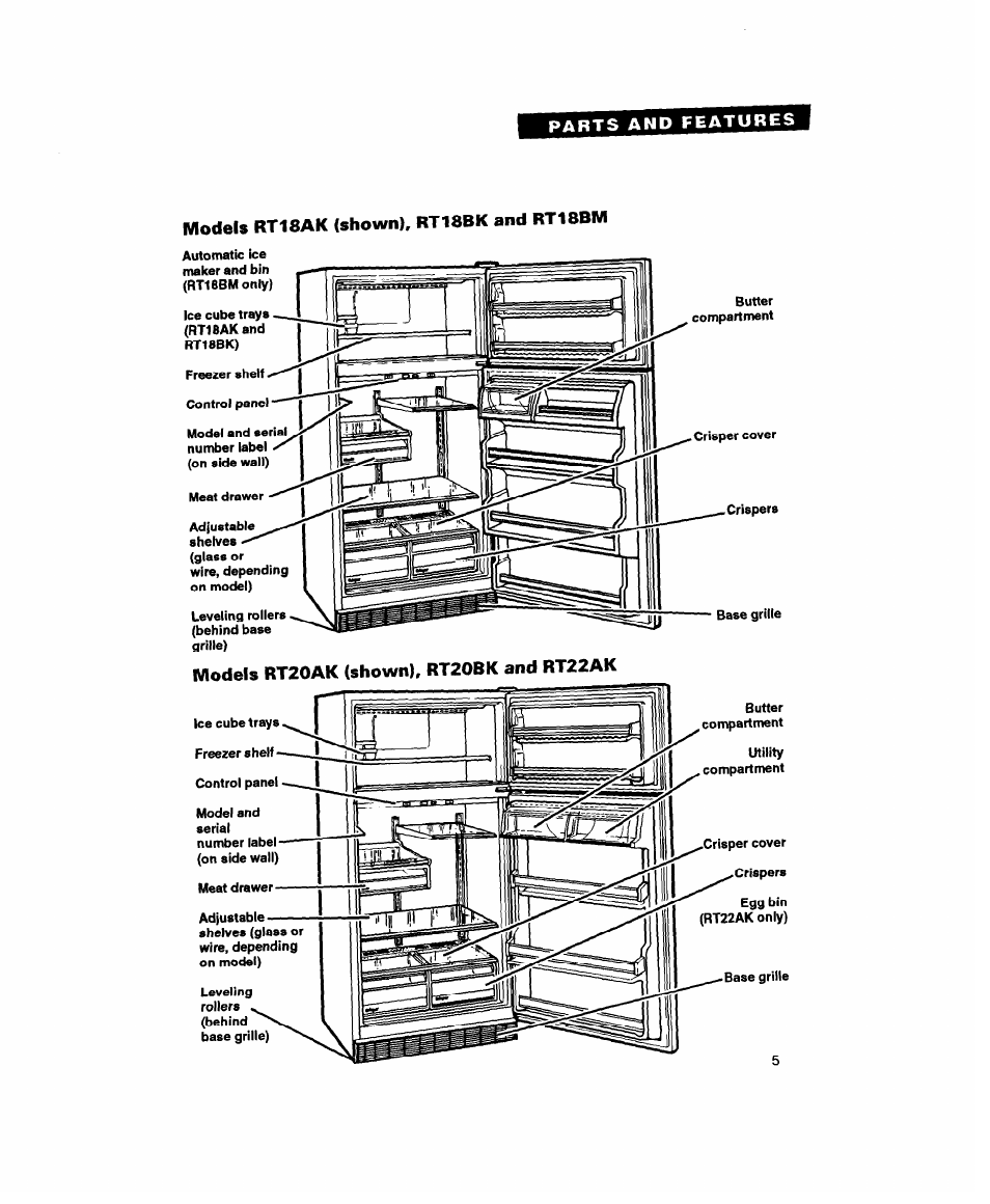 Models rt18ak (shown), rt18bk and rt18bm | Whirlpool RT18HD User Manual | Page 5 / 24