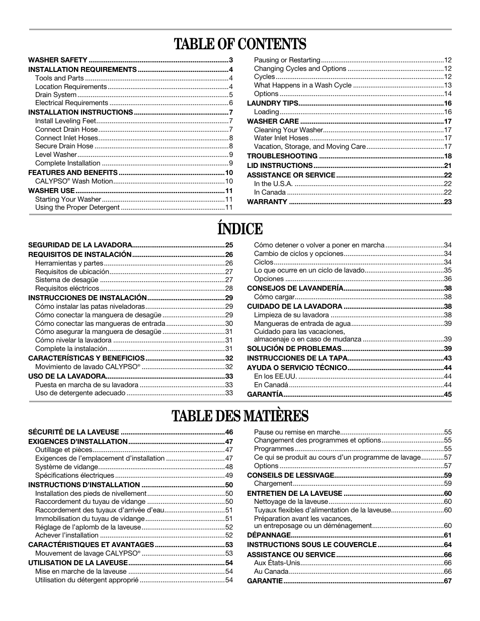 Whirlpool GVW9959KL2 User Manual | Page 2 / 68