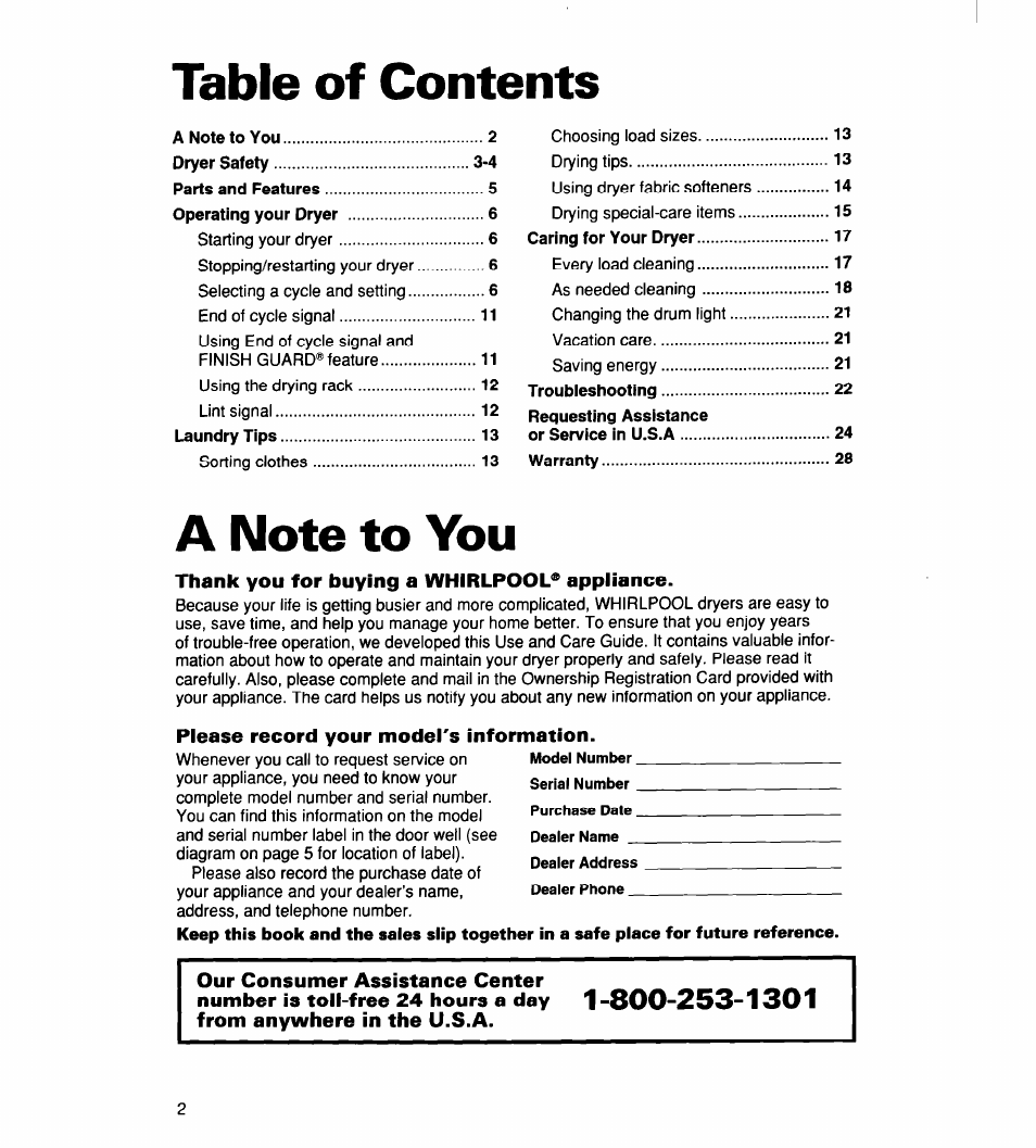 Whirlpool 340 1094 User Manual | Page 2 / 56