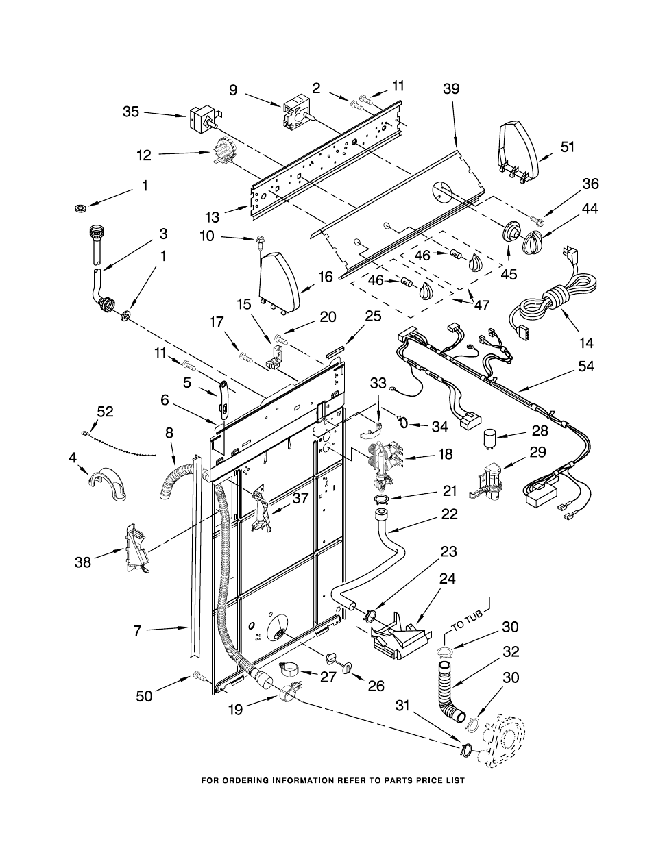Controls and rear panel, Controls and rear panel parts | Whirlpool WTW5505SQ0 User Manual | Page 3 / 13