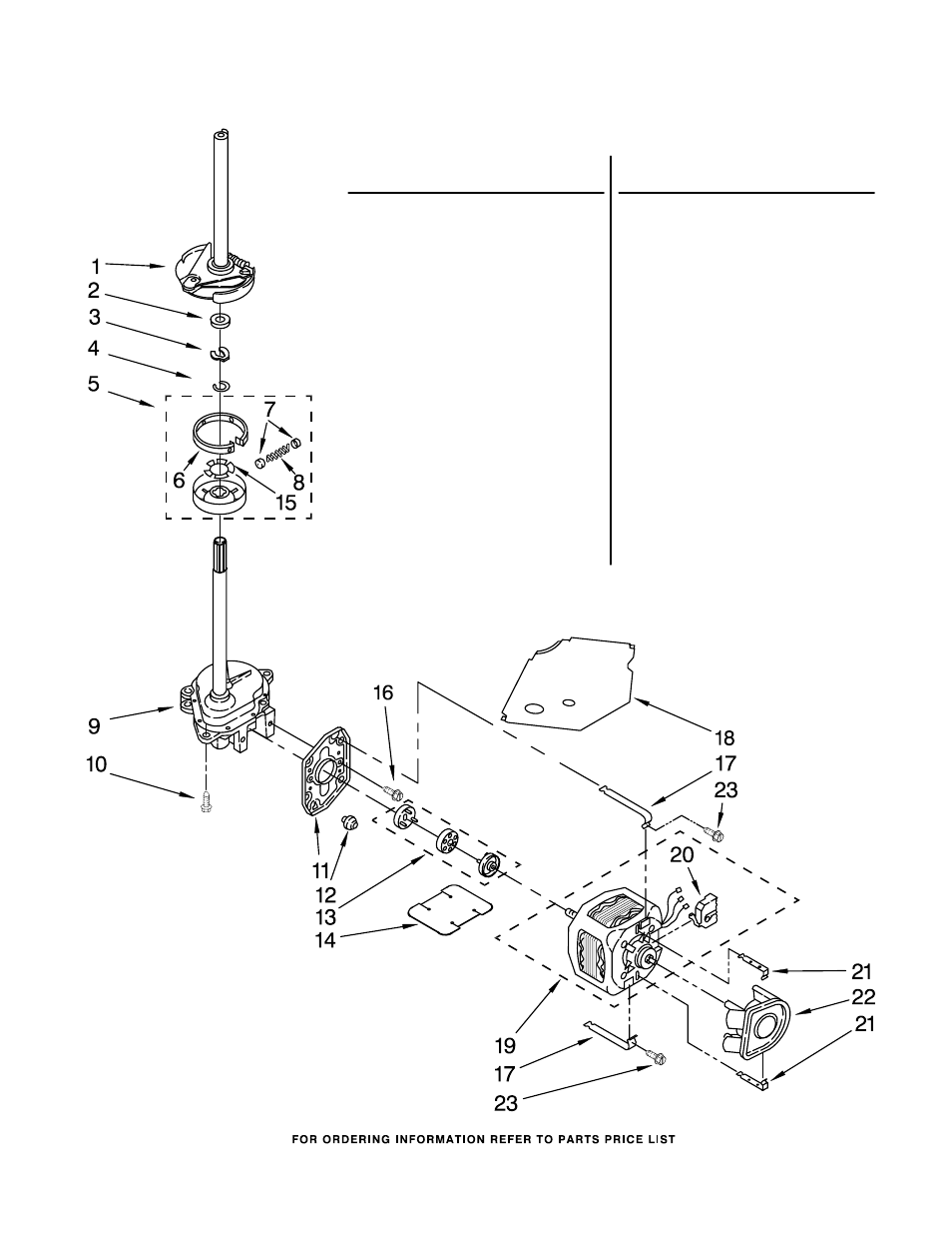 Brake, clutch, gearcase, motor and pump, Brake, clutch, gearcase, motor and pump parts | Whirlpool WTW5505SQ0 User Manual | Page 7 / 13