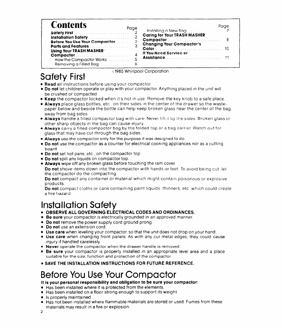 Whirlpool TF 4500 Senes User Manual | Page 2 / 12