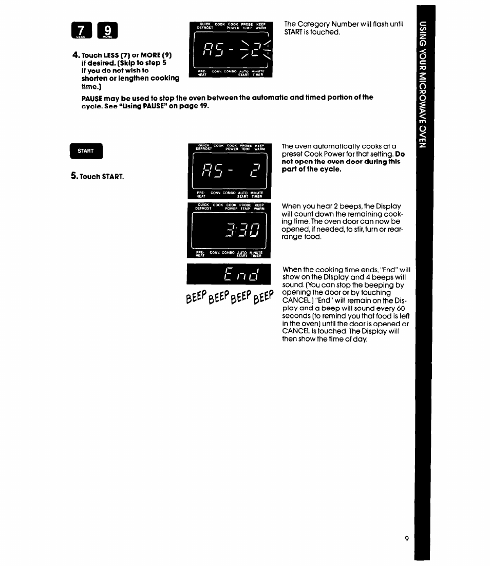 Touch start | Whirlpool MC8991XT User Manual | Page 9 / 44