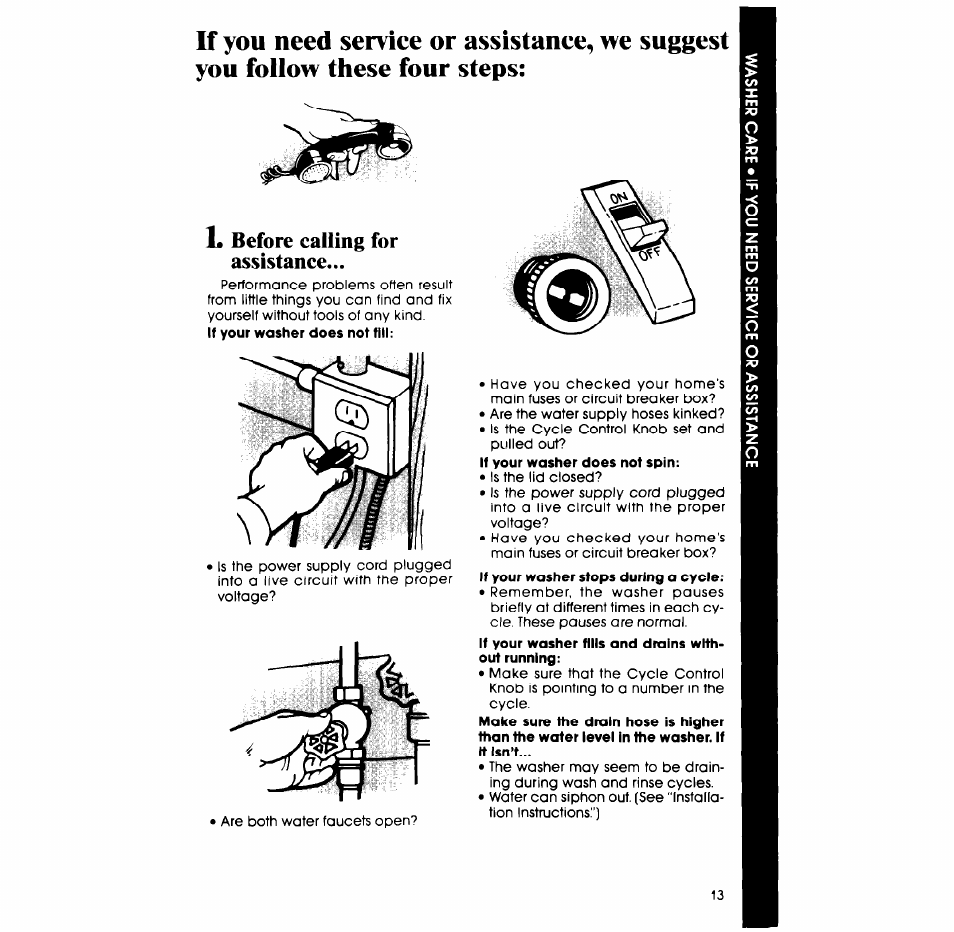 L before calling for assistance | Whirlpool LA5311XP User Manual | Page 13 / 16