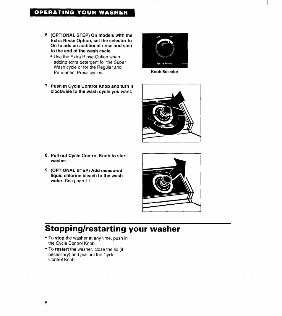 Stopping/restarting your washer | Whirlpool 3363834 User Manual | Page 6 / 23