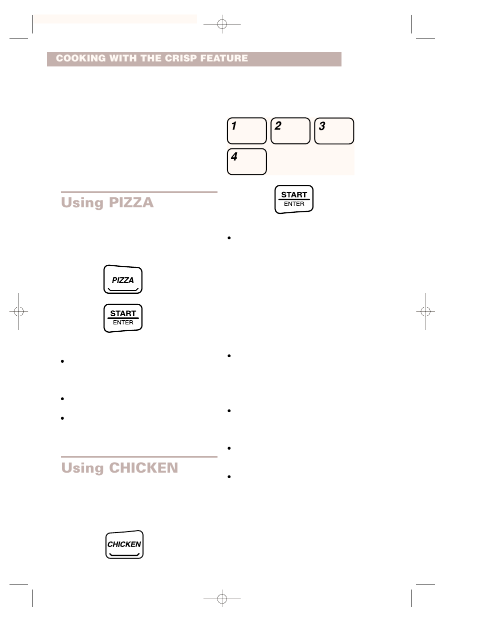 Using pizza, Using chicken | Whirlpool CMT102SG User Manual | Page 22 / 64