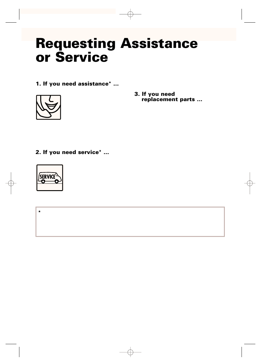 Requesting assistance, Requesting assistance or service | Whirlpool CMT102SG User Manual | Page 29 / 64